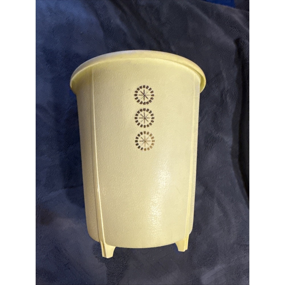MCM Vintage Pale Yellow Atomic Burst RUBBERMAID Wastebasket 10" Trash Can Round
